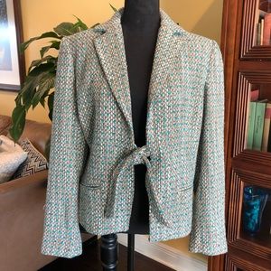 New! Monterey Bay- blazer/ suit jacket. Size 14 Turquoise, brown & white tweed